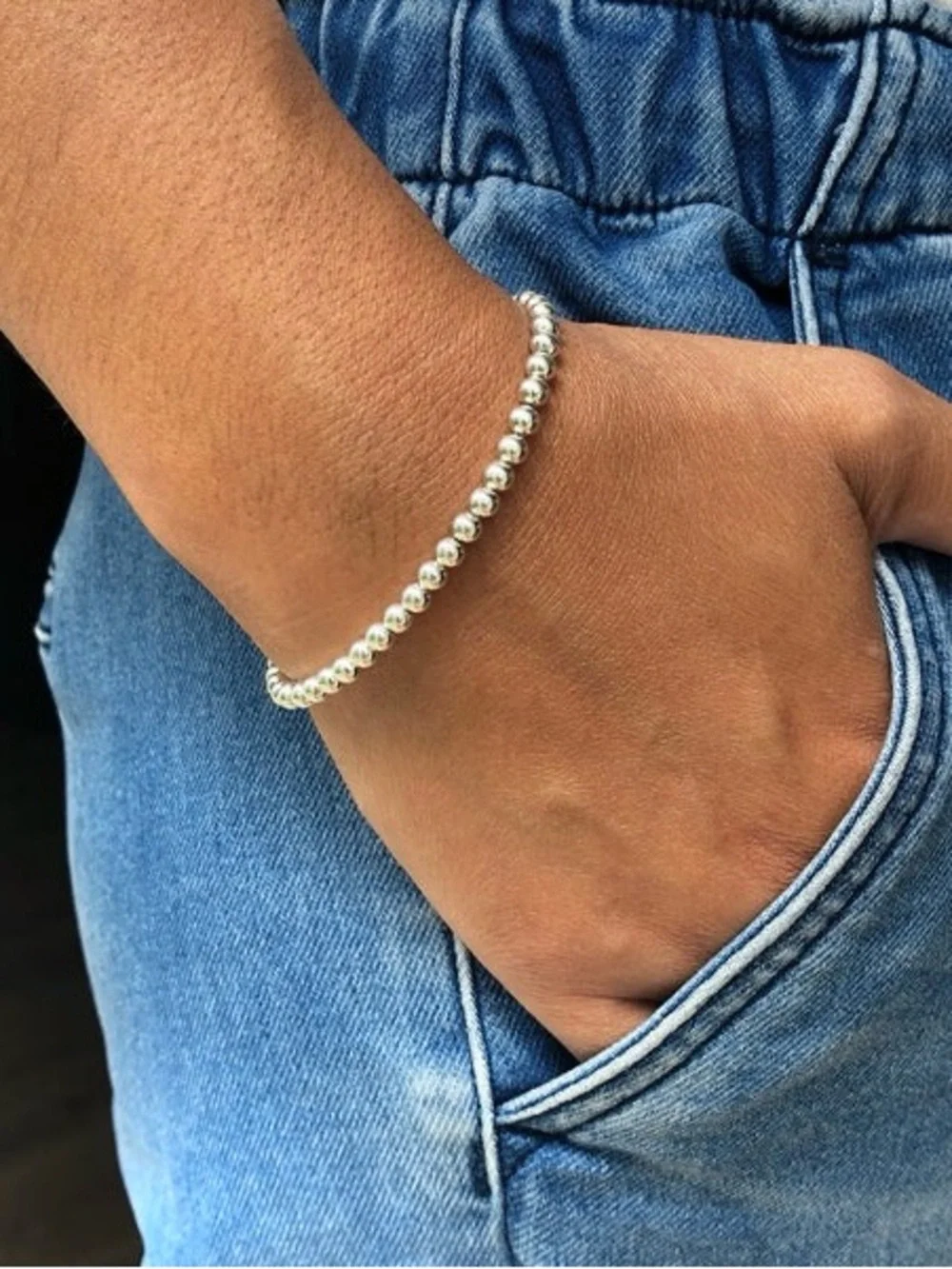 Genuine High Shine 925 Sterling |3MM Bead Ball Chain Bracelet |7, 7.5 & 8” Avail